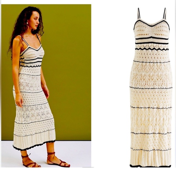 Olive & Oak Crochet Knit Midi Dress 🤍🖤 - Picture 1 of 7